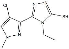 5-(4-chloro-1-methyl-1H-pyrazol-3-yl)-4-ethyl-4H-1,2,4-triazole-3-thiol Struktur