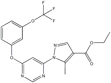 ethyl 5-methyl-1-{6-[3-(trifluoromethoxy)phenoxy]-4-pyrimidinyl}-1H-pyrazole-4-carboxylate Struktur