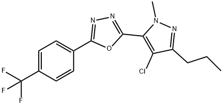 2-(4-chloro-1-methyl-3-propyl-1H-pyrazol-5-yl)-5-[4-(trifluoromethyl)phenyl]-1,3,4-oxadiazole Struktur