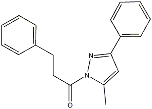 5-methyl-3-phenyl-1-(3-phenylpropanoyl)-1H-pyrazole Struktur