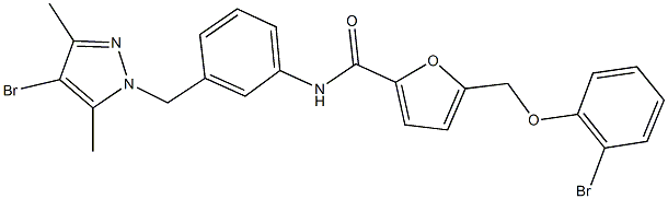 N-{3-[(4-bromo-3,5-dimethyl-1H-pyrazol-1-yl)methyl]phenyl}-5-[(2-bromophenoxy)methyl]-2-furamide Struktur