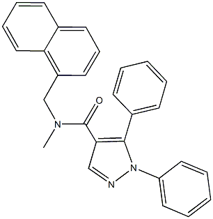 N-methyl-N-(1-naphthylmethyl)-1,5-diphenyl-1H-pyrazole-4-carboxamide Struktur