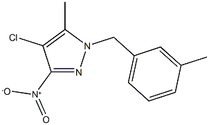 4-chloro-3-nitro-5-methyl-1-(3-methylbenzyl)-1H-pyrazole Struktur