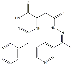 2-(3-benzyl-6-oxo-1,4,5,6-tetrahydro-1,2,4-triazin-5-yl)-N'-[1-(3-pyridinyl)ethylidene]acetohydrazide Struktur