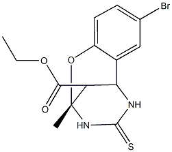 ethyl (9R)-4-bromo-9-methyl-11-thioxo-8-oxa-10,12-diazatricyclo[7.3.1.0~2,7~]trideca-2,4,6-triene-13-carboxylate Struktur