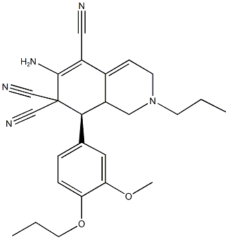 6-amino-8-(3-methoxy-4-propoxyphenyl)-2-propyl-2,3,8,8a-tetrahydro-5,7,7(1H)-isoquinolinetricarbonitrile Struktur