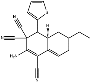 2-amino-6-ethyl-4-(2-thienyl)-4a,5,6,7-tetrahydro-1,3,3(4H)-naphthalenetricarbonitrile Struktur