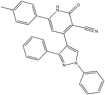 4-(1,3-diphenyl-1H-pyrazol-4-yl)-6-(4-methylphenyl)-2-oxo-1,2-dihydro-3-pyridinecarbonitrile Struktur