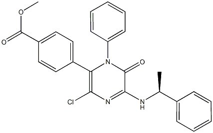 methyl 4-{3-chloro-6-oxo-1-phenyl-5-[(1-phenylethyl)amino]-1,6-dihydro-2-pyrazinyl}benzoate Struktur