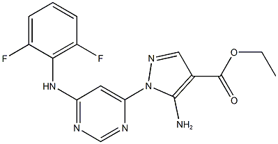 ethyl 5-amino-1-[6-(2,6-difluoroanilino)-4-pyrimidinyl]-1H-pyrazole-4-carboxylate Struktur