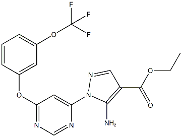 ethyl 5-amino-1-{6-[3-(trifluoromethoxy)phenoxy]-4-pyrimidinyl}-1H-pyrazole-4-carboxylate Struktur