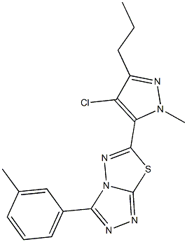 6-(4-chloro-1-methyl-3-propyl-1H-pyrazol-5-yl)-3-(3-methylphenyl)[1,2,4]triazolo[3,4-b][1,3,4]thiadiazole Struktur