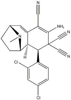 5-amino-3-(2,4-dichlorophenyl)-12-methyl-12-azatricyclo[7.2.1.0~2,7~]dodeca-5,7-diene-4,4,6-tricarbonitrile Struktur