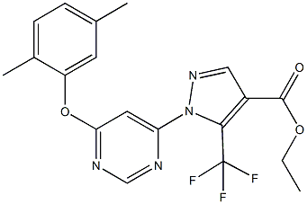 ethyl 1-[6-(2,5-dimethylphenoxy)-4-pyrimidinyl]-5-(trifluoromethyl)-1H-pyrazole-4-carboxylate Struktur