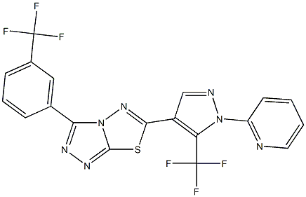 6-[1-(2-pyridinyl)-5-(trifluoromethyl)-1H-pyrazol-4-yl]-3-[3-(trifluoromethyl)phenyl][1,2,4]triazolo[3,4-b][1,3,4]thiadiazole Struktur