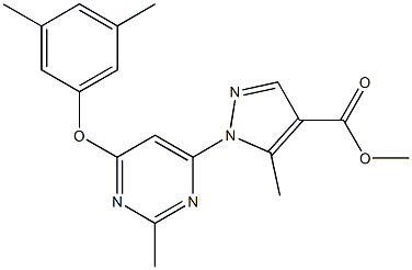 methyl 1-[6-(3,5-dimethylphenoxy)-2-methyl-4-pyrimidinyl]-5-methyl-1H-pyrazole-4-carboxylate Struktur