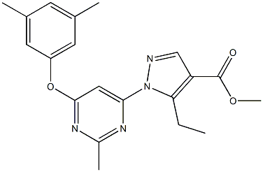 methyl 1-[6-(3,5-dimethylphenoxy)-2-methyl-4-pyrimidinyl]-5-ethyl-1H-pyrazole-4-carboxylate Struktur