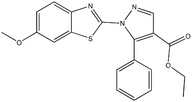 ethyl 1-(6-methoxy-1,3-benzothiazol-2-yl)-5-phenyl-1H-pyrazole-4-carboxylate Struktur