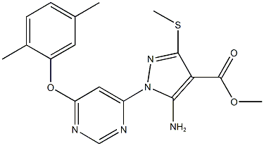 methyl 5-amino-1-[6-(2,5-dimethylphenoxy)-4-pyrimidinyl]-3-(methylsulfanyl)-1H-pyrazole-4-carboxylate Struktur