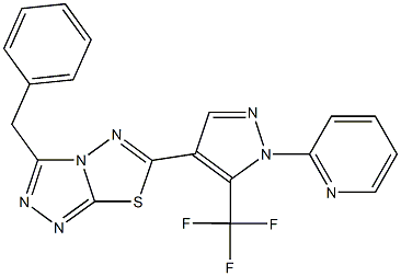 3-benzyl-6-[1-(2-pyridinyl)-5-(trifluoromethyl)-1H-pyrazol-4-yl][1,2,4]triazolo[3,4-b][1,3,4]thiadiazole Struktur