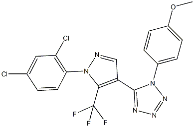 5-[1-(2,4-dichlorophenyl)-5-(trifluoromethyl)-1H-pyrazol-4-yl]-1-(4-methoxyphenyl)-1H-tetraazole Struktur