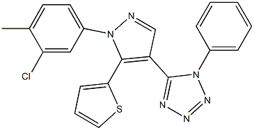 5-[1-(3-chloro-4-methylphenyl)-5-(2-thienyl)-1H-pyrazol-4-yl]-1-phenyl-1H-tetraazole Struktur