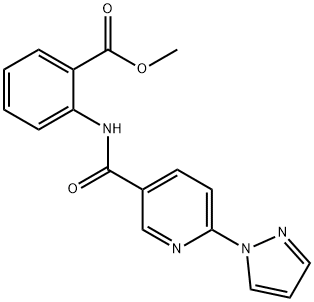 methyl 2-({[6-(1H-pyrazol-1-yl)-3-pyridinyl]carbonyl}amino)benzoate Struktur