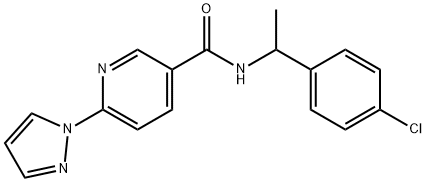 N-[1-(4-chlorophenyl)ethyl]-6-(1H-pyrazol-1-yl)nicotinamide Struktur