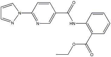 ethyl 2-({[6-(1H-pyrazol-1-yl)-3-pyridinyl]carbonyl}amino)benzoate Struktur