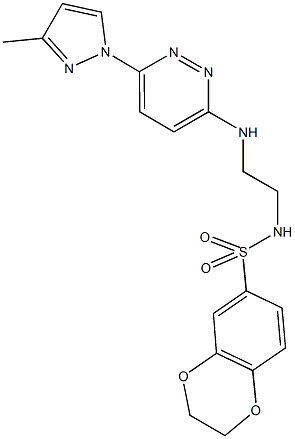 N-(2-{[6-(3-methyl-1H-pyrazol-1-yl)-3-pyridazinyl]amino}ethyl)-2,3-dihydro-1,4-benzodioxine-6-sulfonamide Struktur