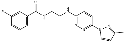 3-chloro-N-(2-{[6-(3-methyl-1H-pyrazol-1-yl)-3-pyridazinyl]amino}ethyl)benzamide Struktur