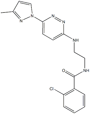 2-chloro-N-(2-{[6-(3-methyl-1H-pyrazol-1-yl)-3-pyridazinyl]amino}ethyl)benzamide Struktur