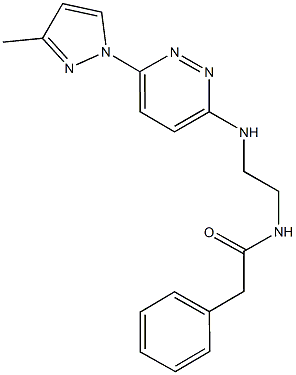 N-(2-{[6-(3-methyl-1H-pyrazol-1-yl)-3-pyridazinyl]amino}ethyl)-2-phenylacetamide Struktur