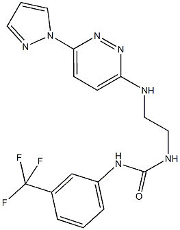 N-(2-{[6-(1H-pyrazol-1-yl)-3-pyridazinyl]amino}ethyl)-N'-[3-(trifluoromethyl)phenyl]urea Struktur