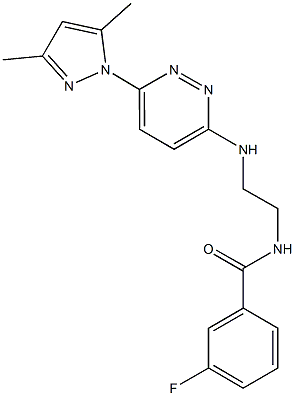 N-(2-{[6-(3,5-dimethyl-1H-pyrazol-1-yl)-3-pyridazinyl]amino}ethyl)-3-fluorobenzamide Struktur