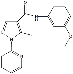 N-(3-methoxyphenyl)-5-methyl-1-(2-pyridinyl)-1H-pyrazole-4-carboxamide Struktur