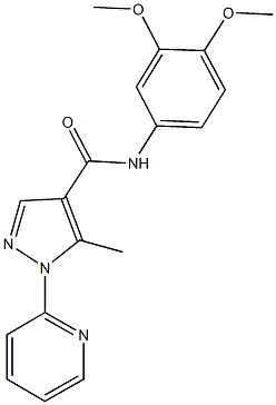 N-(3,4-dimethoxyphenyl)-5-methyl-1-(2-pyridinyl)-1H-pyrazole-4-carboxamide Struktur