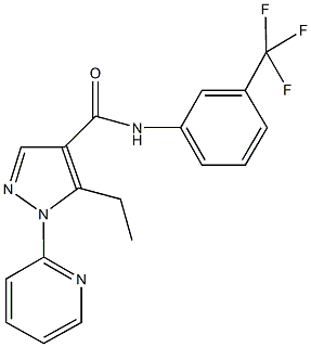 5-ethyl-1-(2-pyridinyl)-N-[3-(trifluoromethyl)phenyl]-1H-pyrazole-4-carboxamide Struktur