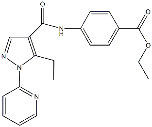 ethyl 4-({[5-ethyl-1-(2-pyridinyl)-1H-pyrazol-4-yl]carbonyl}amino)benzoate Struktur