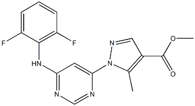 methyl 1-[6-(2,6-difluoroanilino)-4-pyrimidinyl]-5-methyl-1H-pyrazole-4-carboxylate Struktur