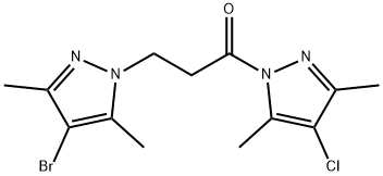 1-[3-(4-bromo-3,5-dimethyl-1H-pyrazol-1-yl)propanoyl]-4-chloro-3,5-dimethyl-1H-pyrazole Struktur