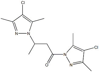 4-chloro-1-[3-(4-chloro-3,5-dimethyl-1H-pyrazol-1-yl)butanoyl]-3,5-dimethyl-1H-pyrazole Struktur