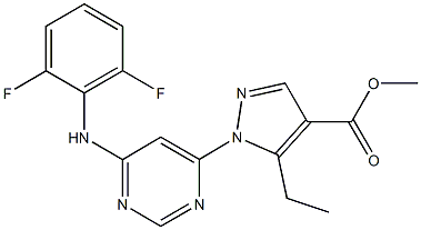 methyl 1-[6-(2,6-difluoroanilino)-4-pyrimidinyl]-5-ethyl-1H-pyrazole-4-carboxylate Struktur