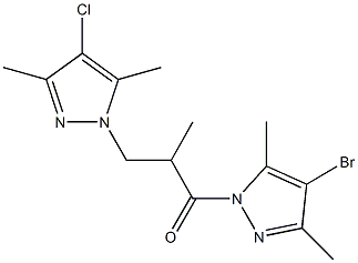 4-bromo-1-[3-(4-chloro-3,5-dimethyl-1H-pyrazol-1-yl)-2-methylpropanoyl]-3,5-dimethyl-1H-pyrazole Struktur