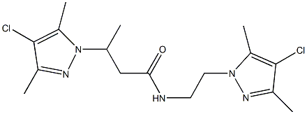 3-(4-chloro-3,5-dimethyl-1H-pyrazol-1-yl)-N-[2-(4-chloro-3,5-dimethyl-1H-pyrazol-1-yl)ethyl]butanamide Struktur