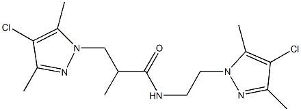 3-(4-chloro-3,5-dimethyl-1H-pyrazol-1-yl)-N-[2-(4-chloro-3,5-dimethyl-1H-pyrazol-1-yl)ethyl]-2-methylpropanamide Struktur