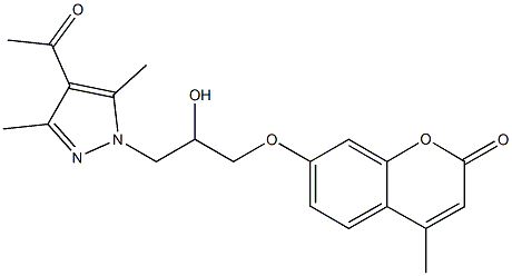 7-[3-(4-acetyl-3,5-dimethyl-1H-pyrazol-1-yl)-2-hydroxypropoxy]-4-methyl-2H-chromen-2-one Struktur