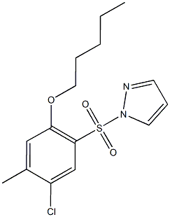 4-chloro-5-methyl-2-(1H-pyrazol-1-ylsulfonyl)phenyl pentyl ether Struktur