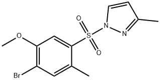 2-bromo-4-methyl-5-[(3-methyl-1H-pyrazol-1-yl)sulfonyl]phenyl methyl ether Struktur