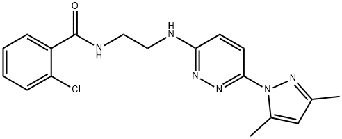 2-chloro-N-(2-{[6-(3,5-dimethyl-1H-pyrazol-1-yl)-3-pyridazinyl]amino}ethyl)benzamide Struktur